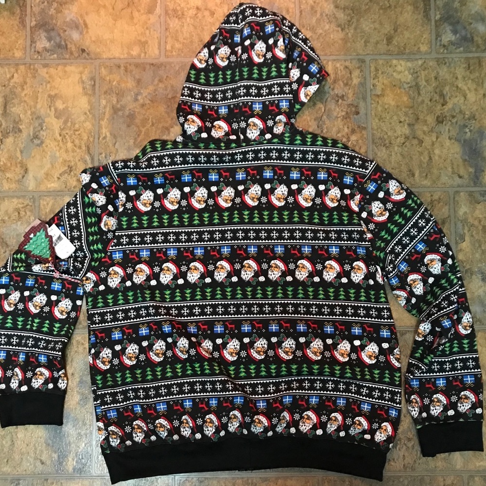Mens XXL Festive Santa Claus Hoodie New W/ Tags - Picture 2 of 8